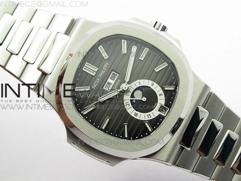NAUTILUS 5726 SS GRF 1:1 BEST EDITION GRAY DIAL WORKING ANNUAL CALENDARON SS BRACELET A.324 V2